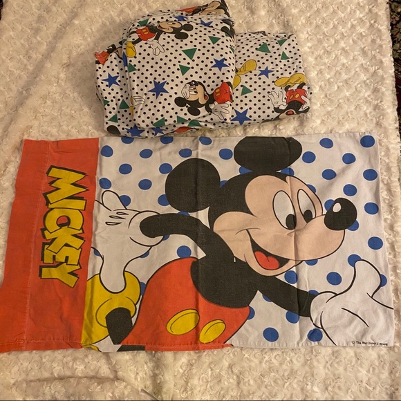 The Walt Disney Company Bedding Vintage Mickey Mouse Twin Cotton Flannel Sheet Set Poshmark